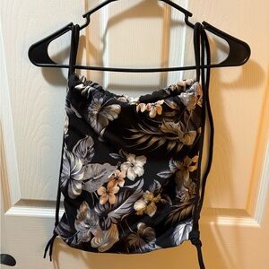 Floral Black Drawstring Travel Bag